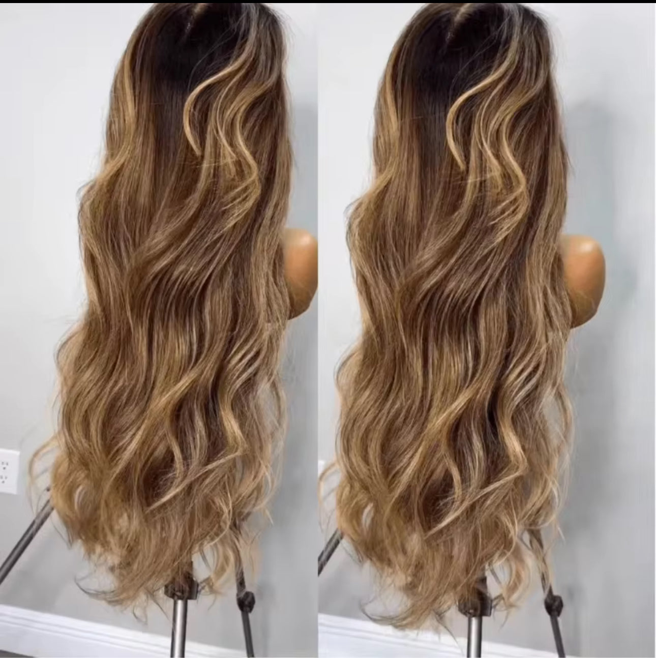 Brown highlights synthetic wig