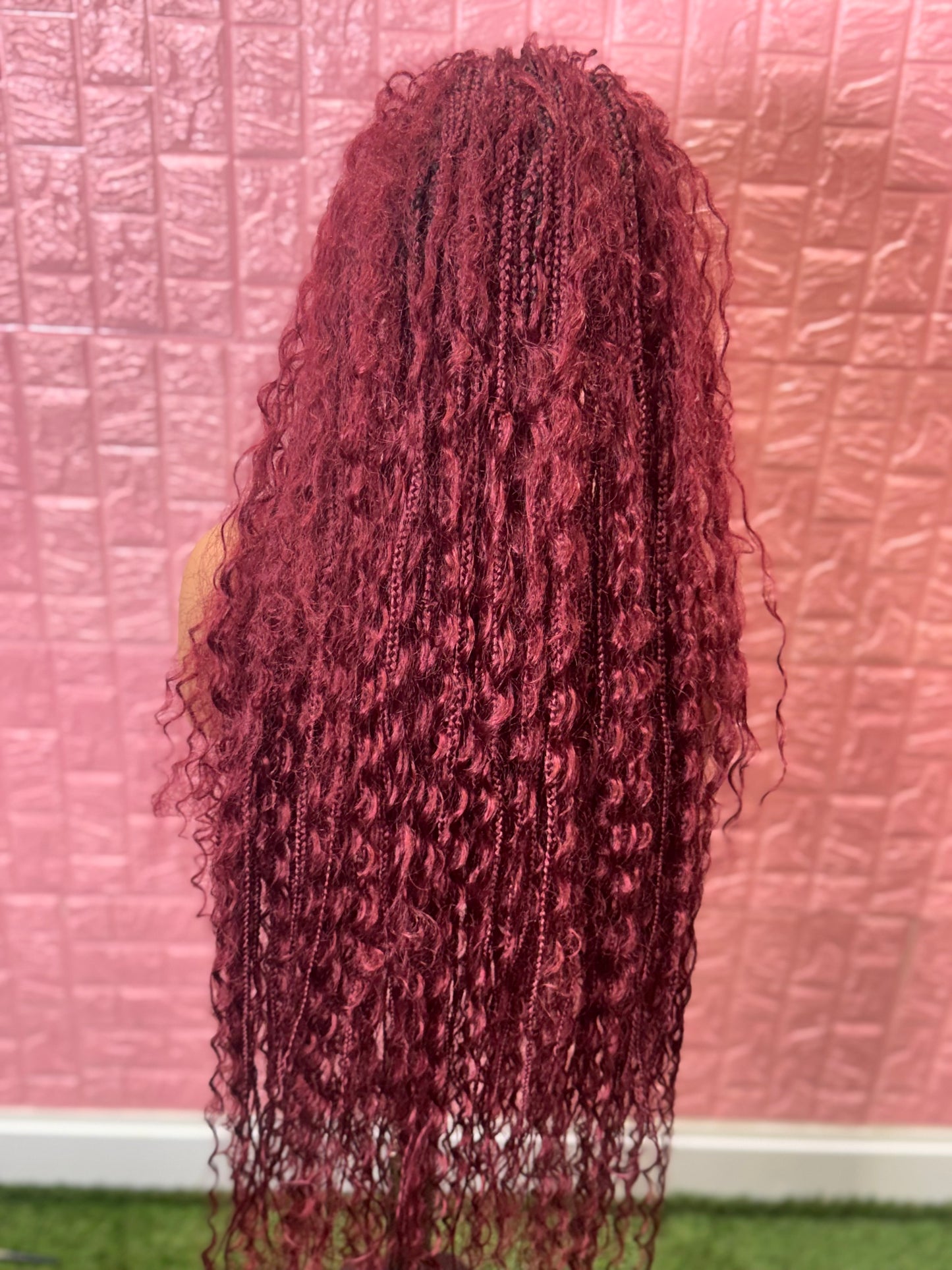 Burgundy braids front knotless braided wig fullace clearance sales