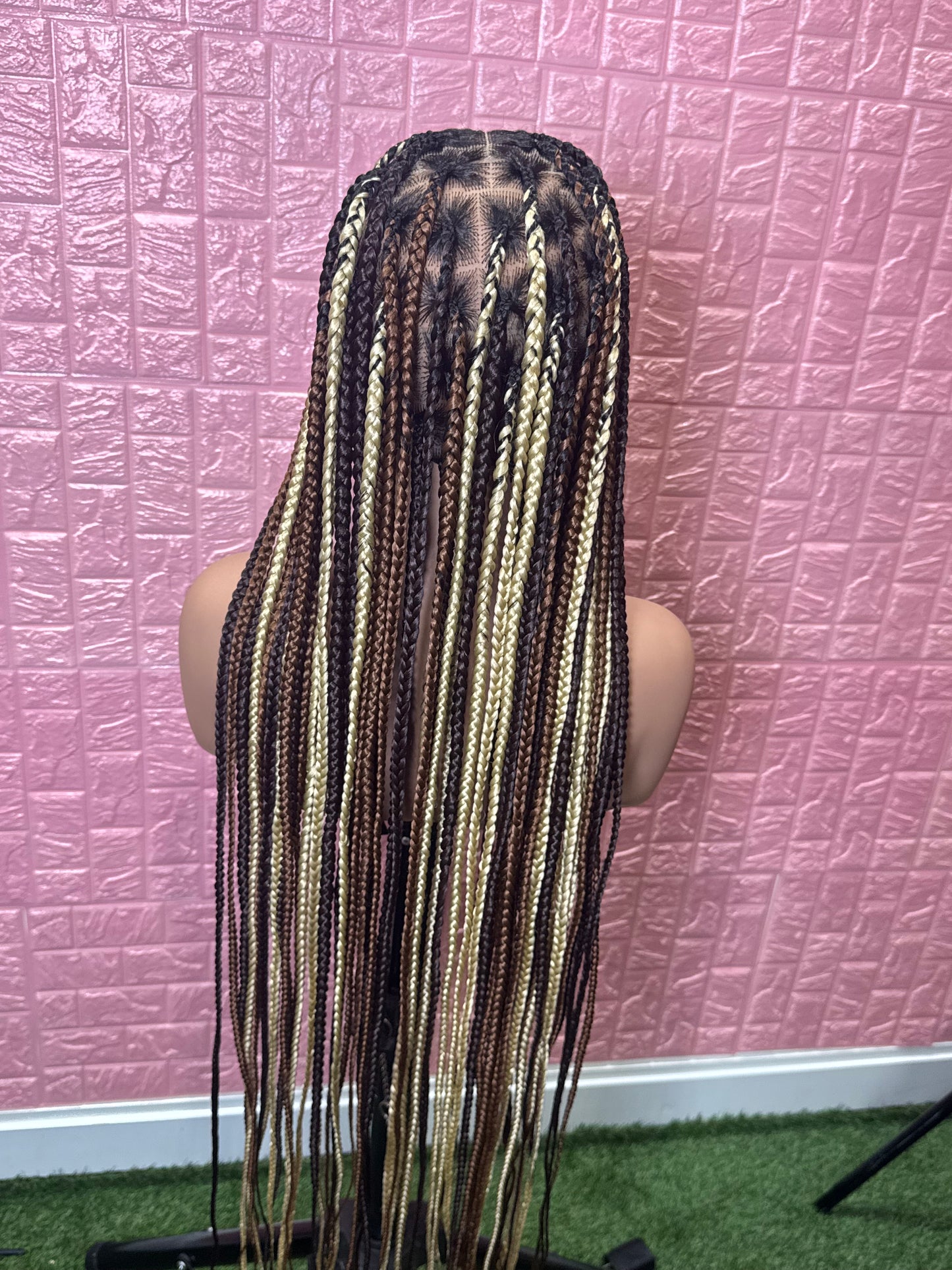 Chocolate mix knotless braided wig fullace clearance sales