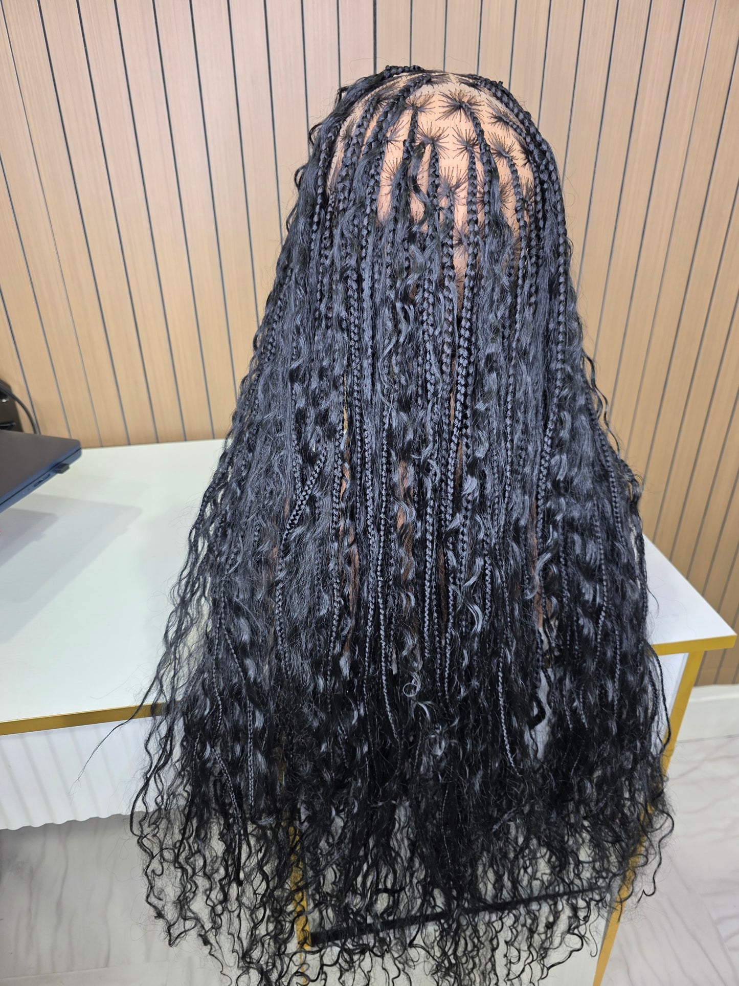 Ventilated lace boho knotkess braids in black