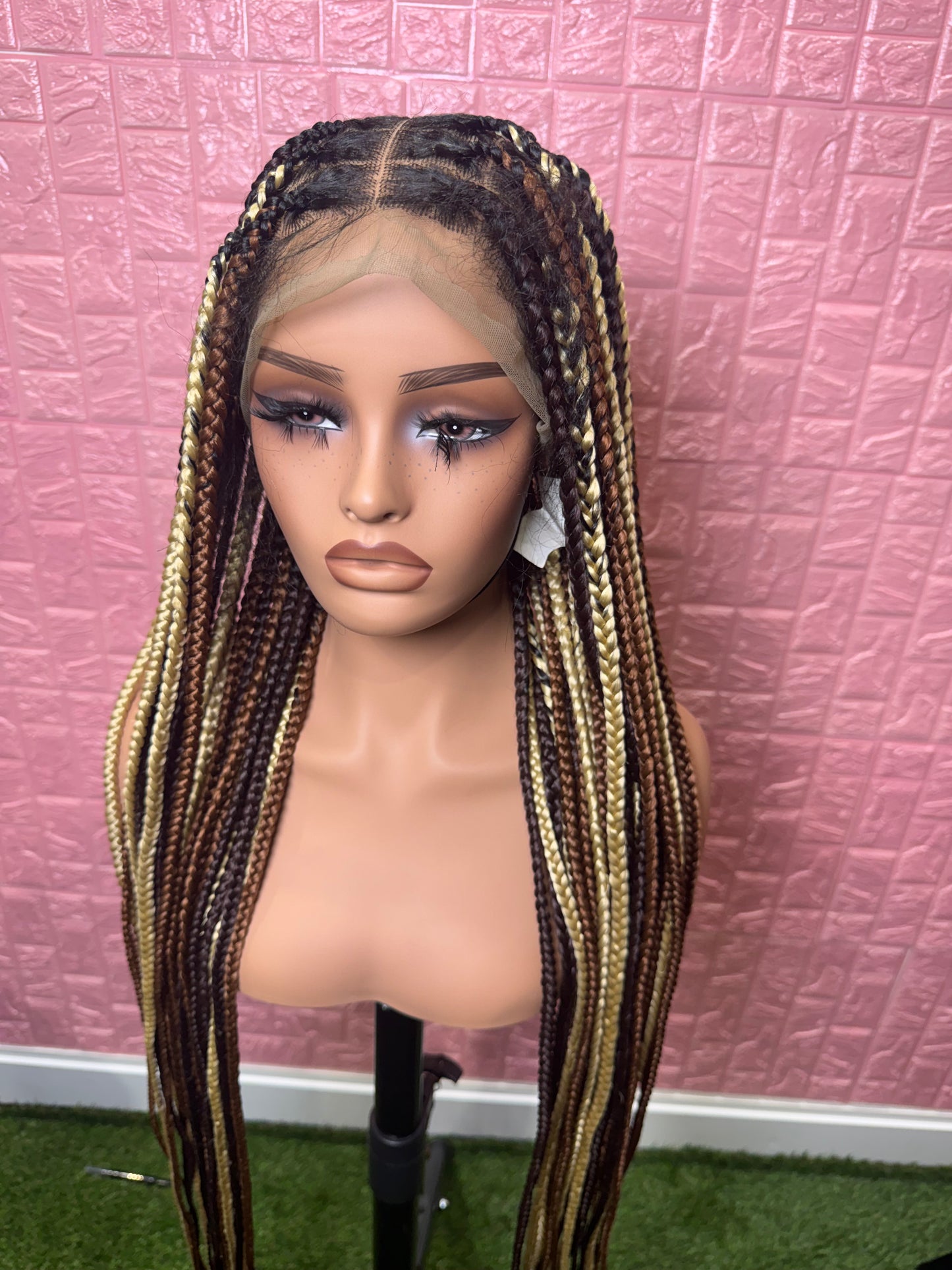 Chocolate mix knotless braided wig fullace clearance sales