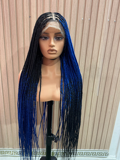 Blue and black cross braids