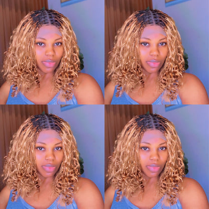 Honey blonde short boho braids