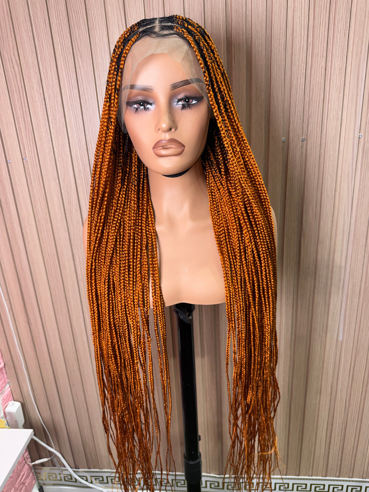 Orange color knotless braided wig