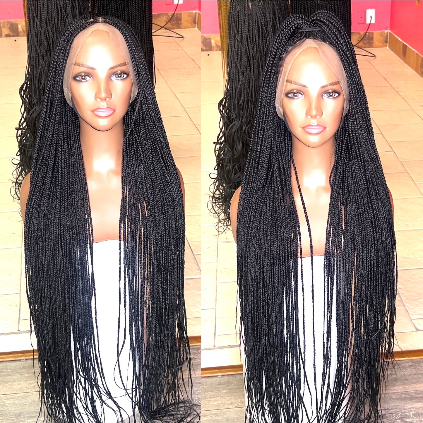 40 Inches Full Lace Front Knotless Box Braided Wigs With Baby Hair Super Long Synthetic Braids Wig For Black Women