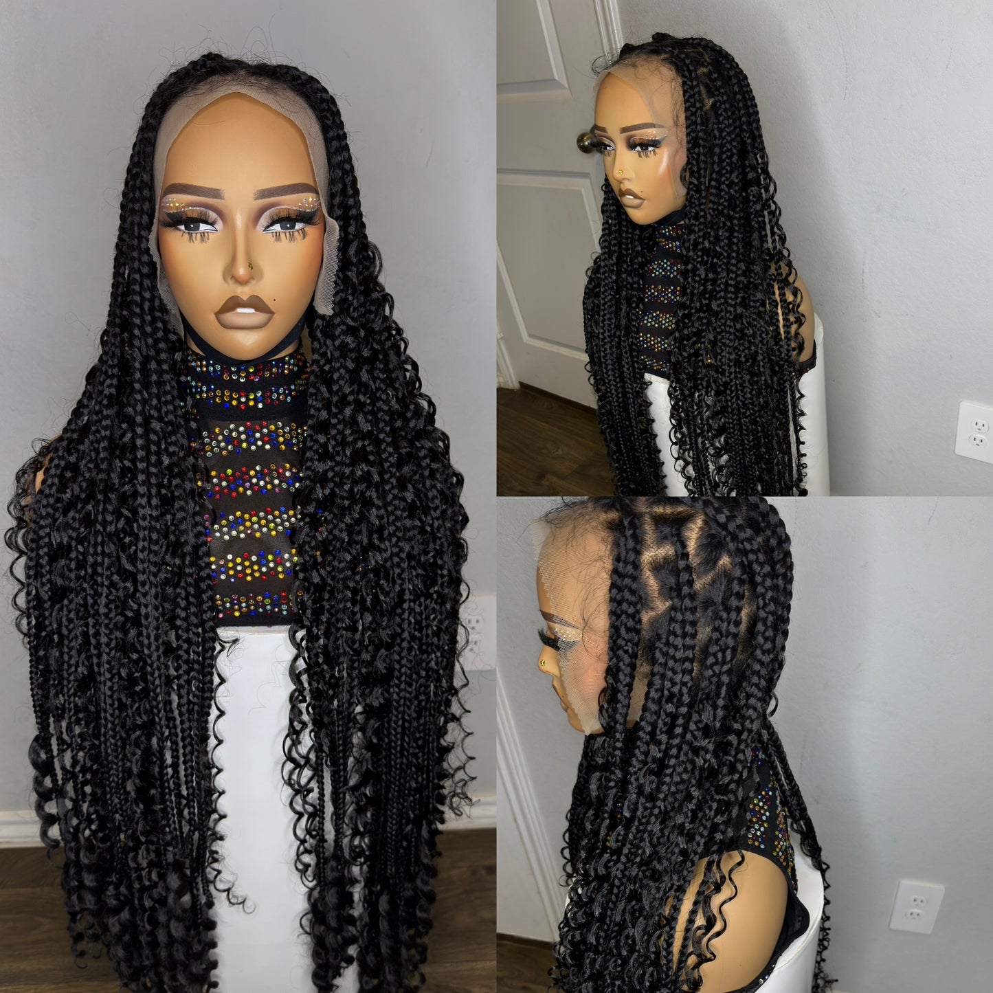 Black Boho knotless braids large knots