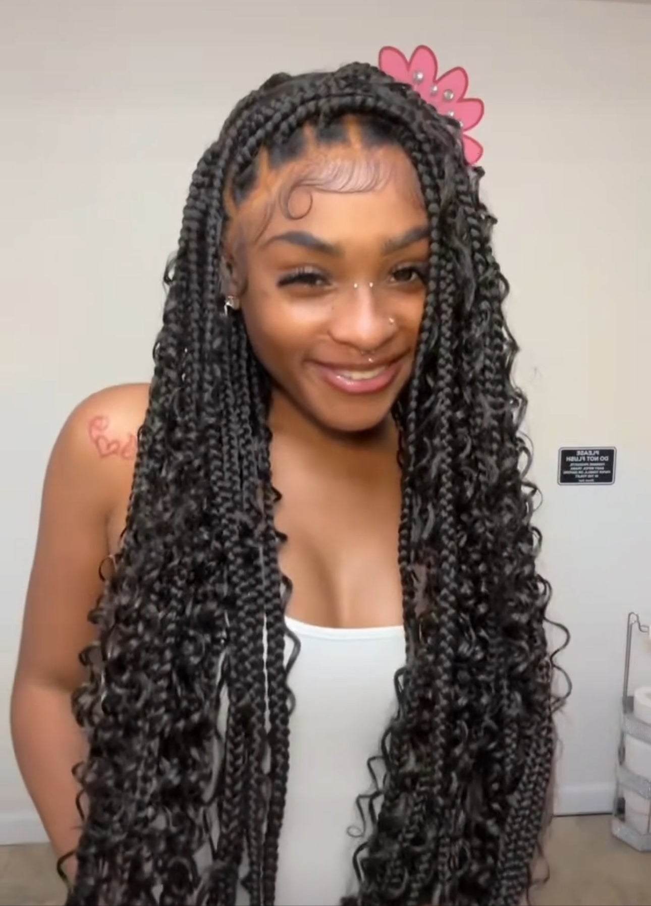 Black Boho knotless braids large knots