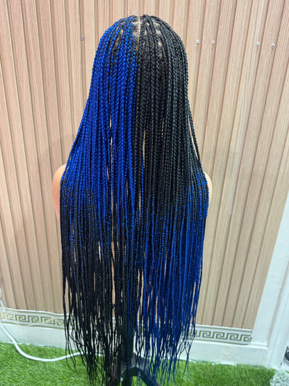 Blue and black cross braids