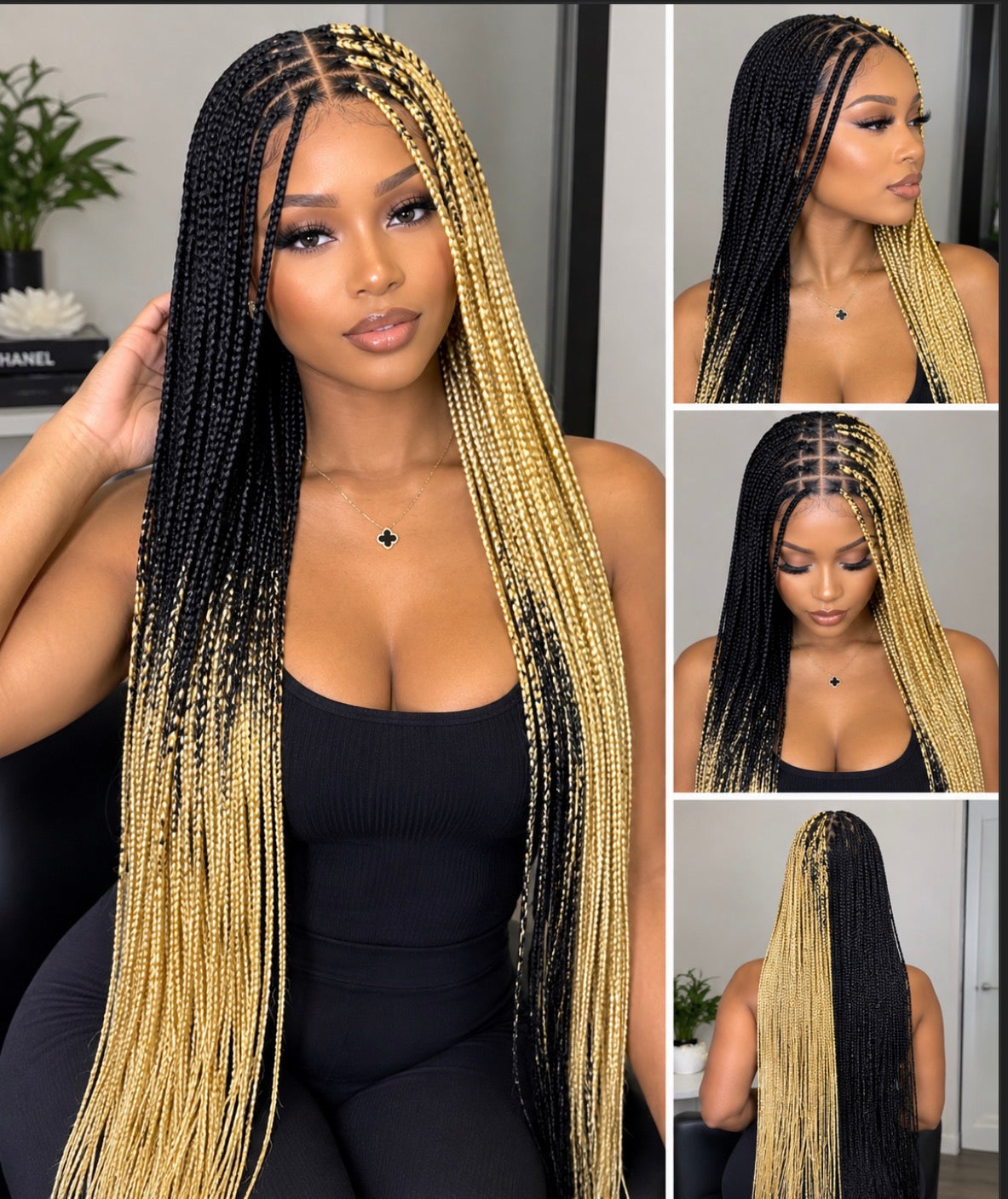 Black and blonde cross braids