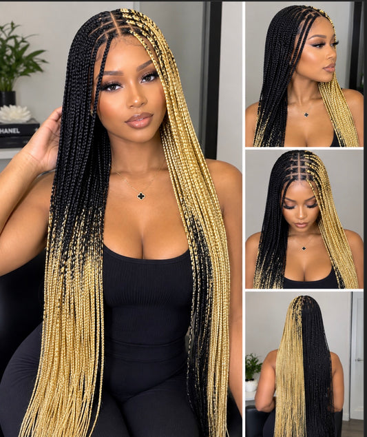 Black and blonde cross braids