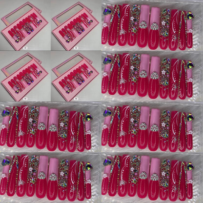 Pink nails acrylic press on nails