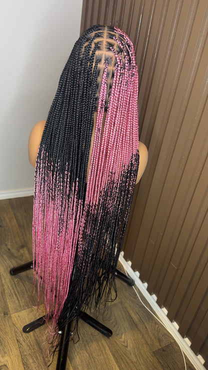 Cross braids dark pink