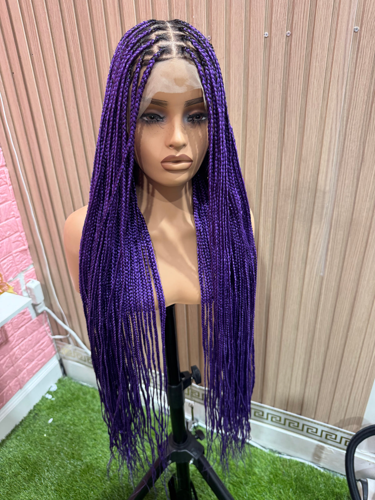 Purple knotless braided wig