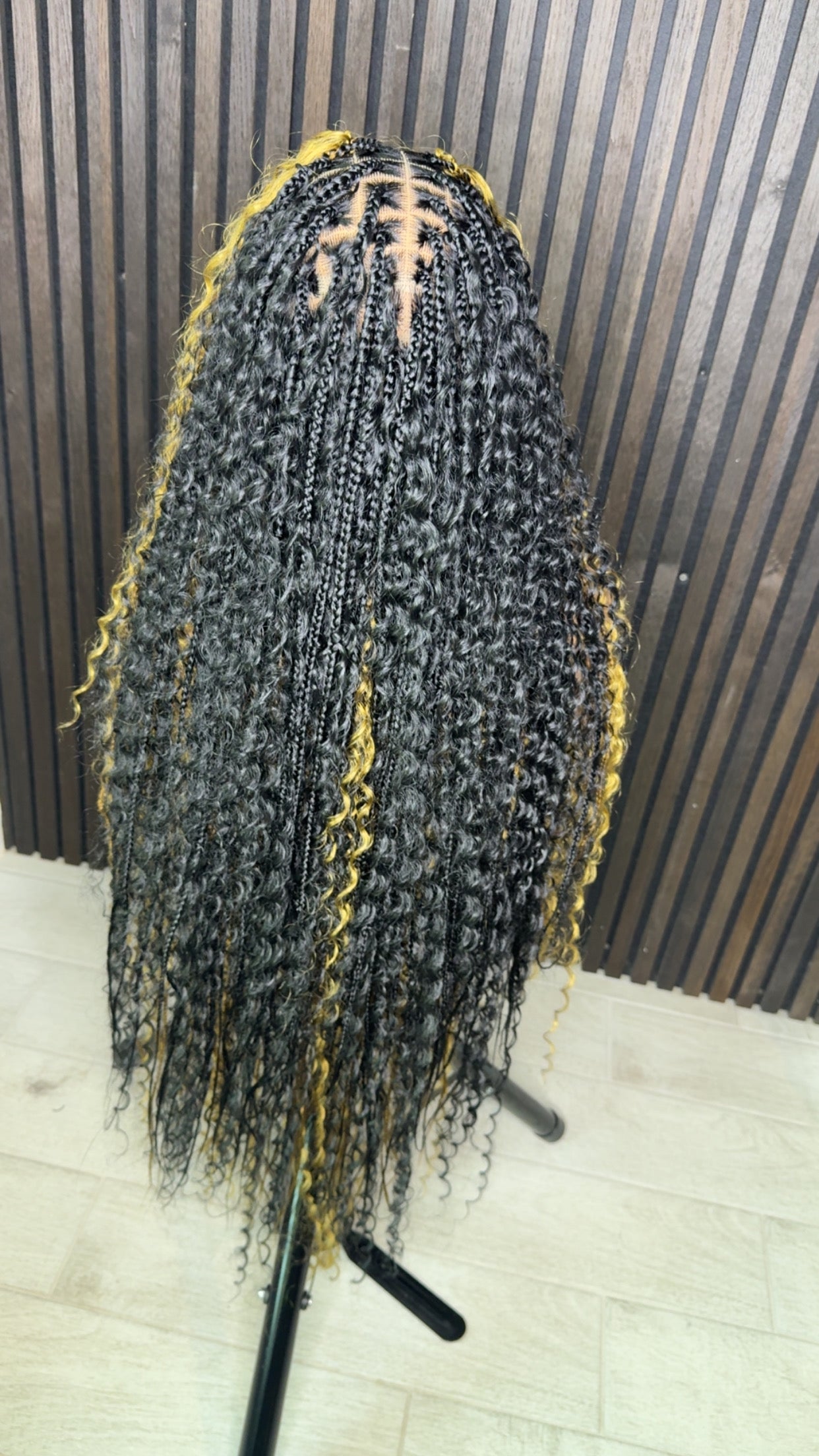 Black and honey blonde two colors mix boho knotless braided wig 40 inches full lace