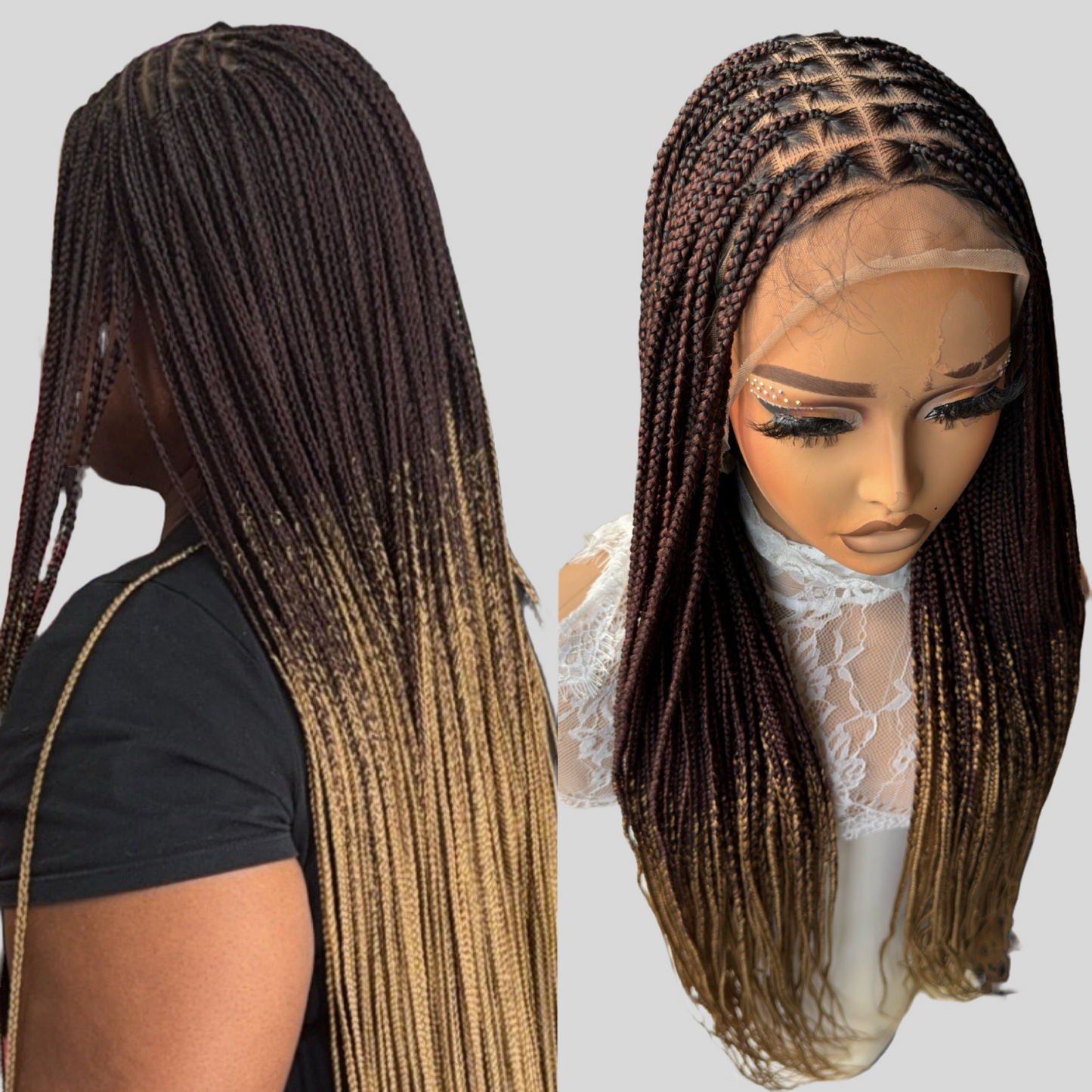 Black with brown tips 20inches knotless braids