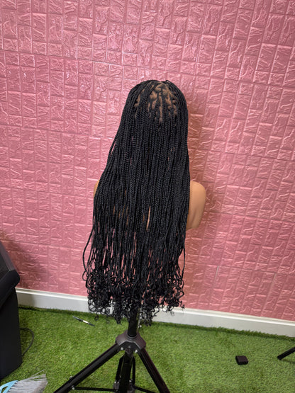Black curl pics knotless braided wig clearnace sales
