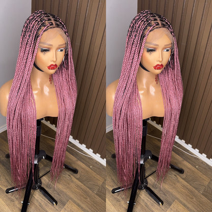 Light pink darkroot knotless braiddd wig