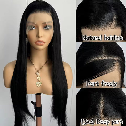 Black straight lace front synthetic wig