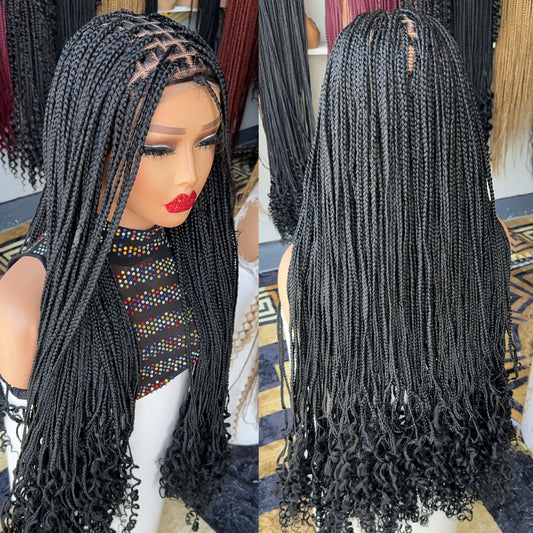 30 inches curly tips knotless braided wig