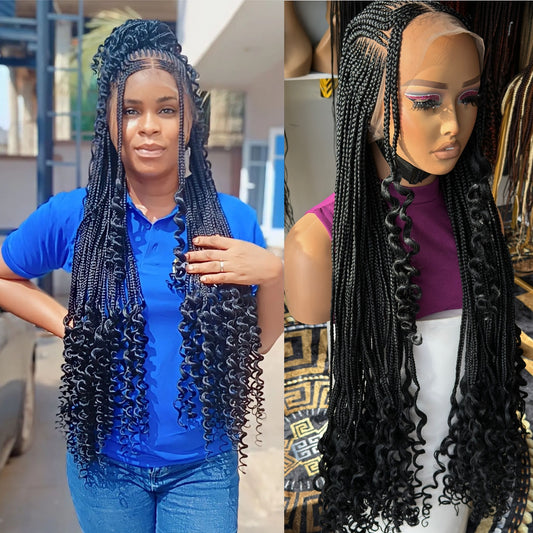 Fulani cornrows with curly tips