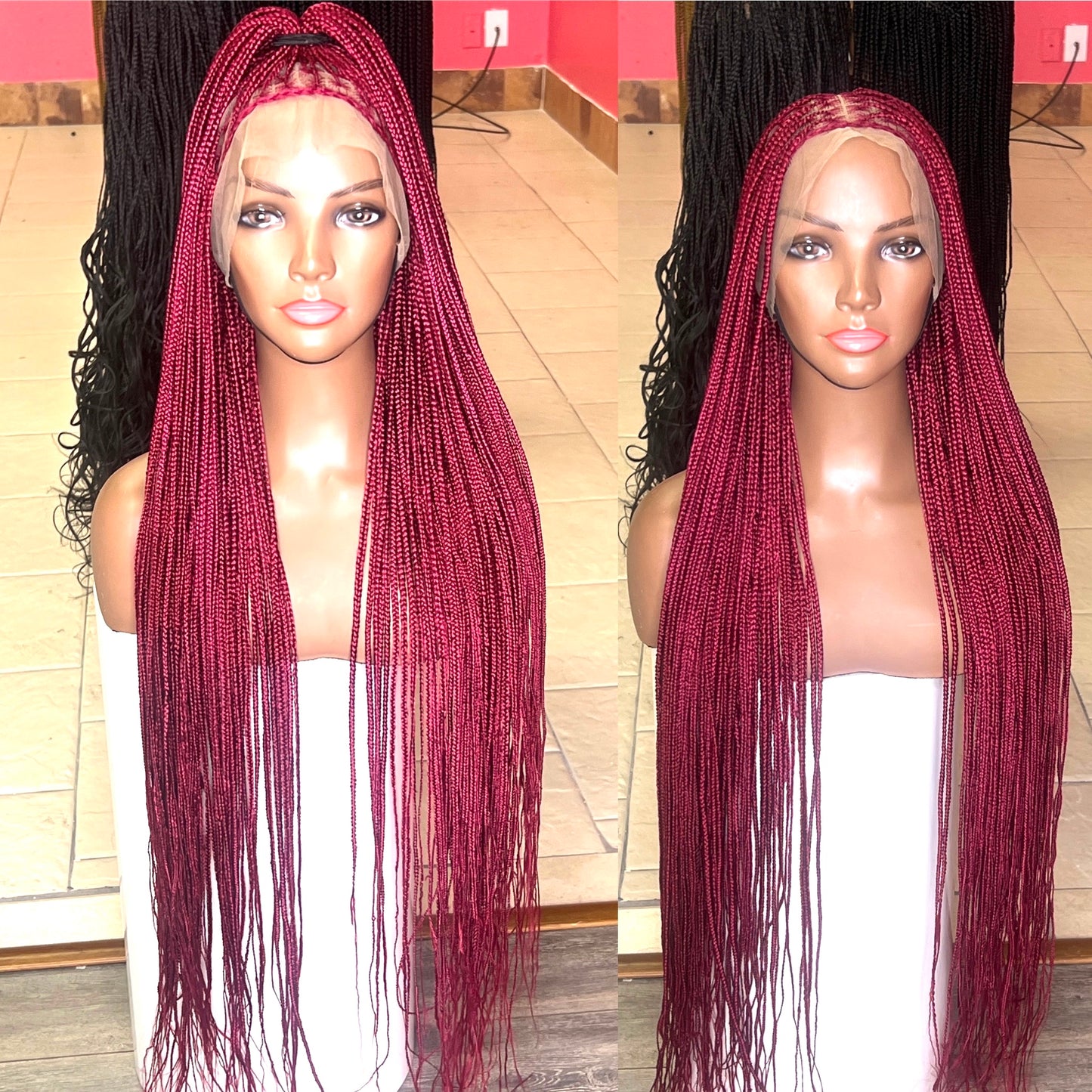 40 Inches Full Lace Front Knotless Box Braided Wigs With Baby Hair Super Long Synthetic Braids Wig For Black Women