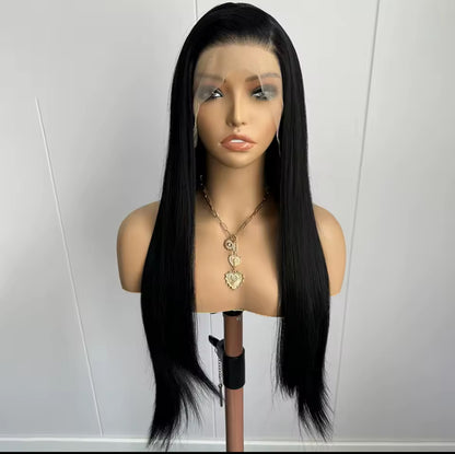 Black straight lace front synthetic wig