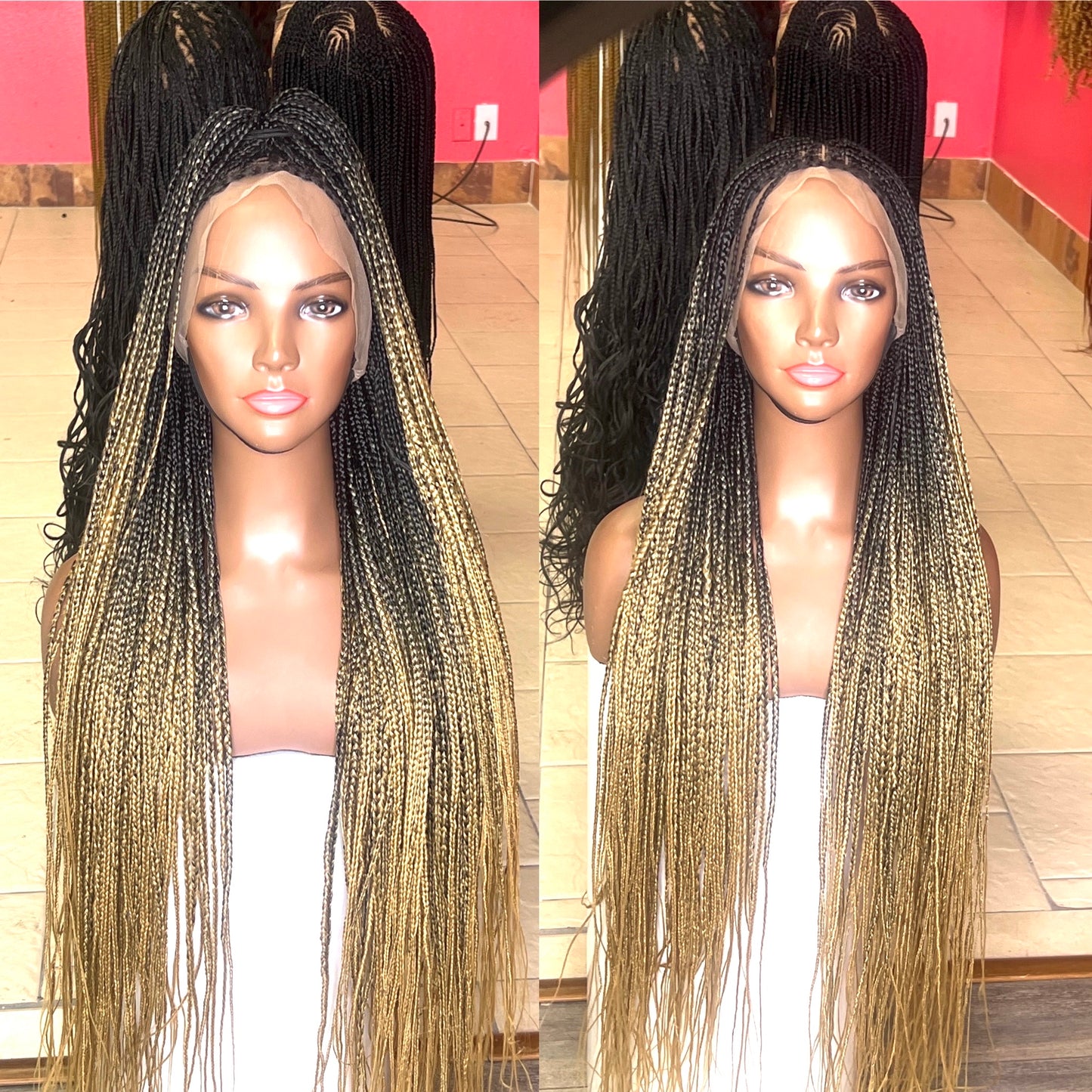 40 Inches Full Lace Front Knotless Box Braided Wigs With Baby Hair Super Long Synthetic Braids Wig For Black Women