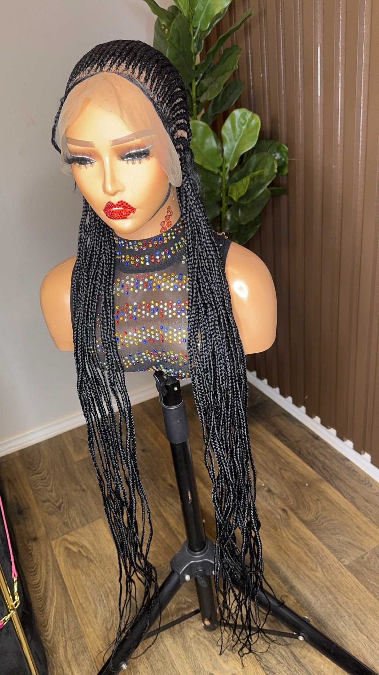 Black cornrow braided wig