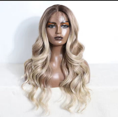 Blonde mix synthetic lace front wig