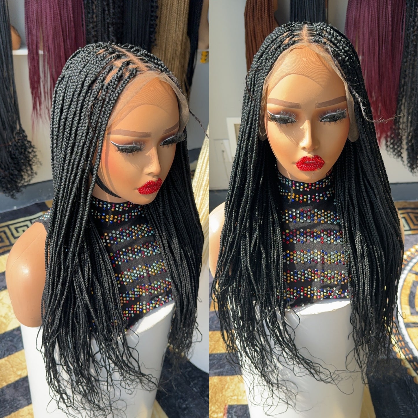 Frontal knotless braided wig  22 inches