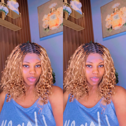 Honey blonde short boho braids