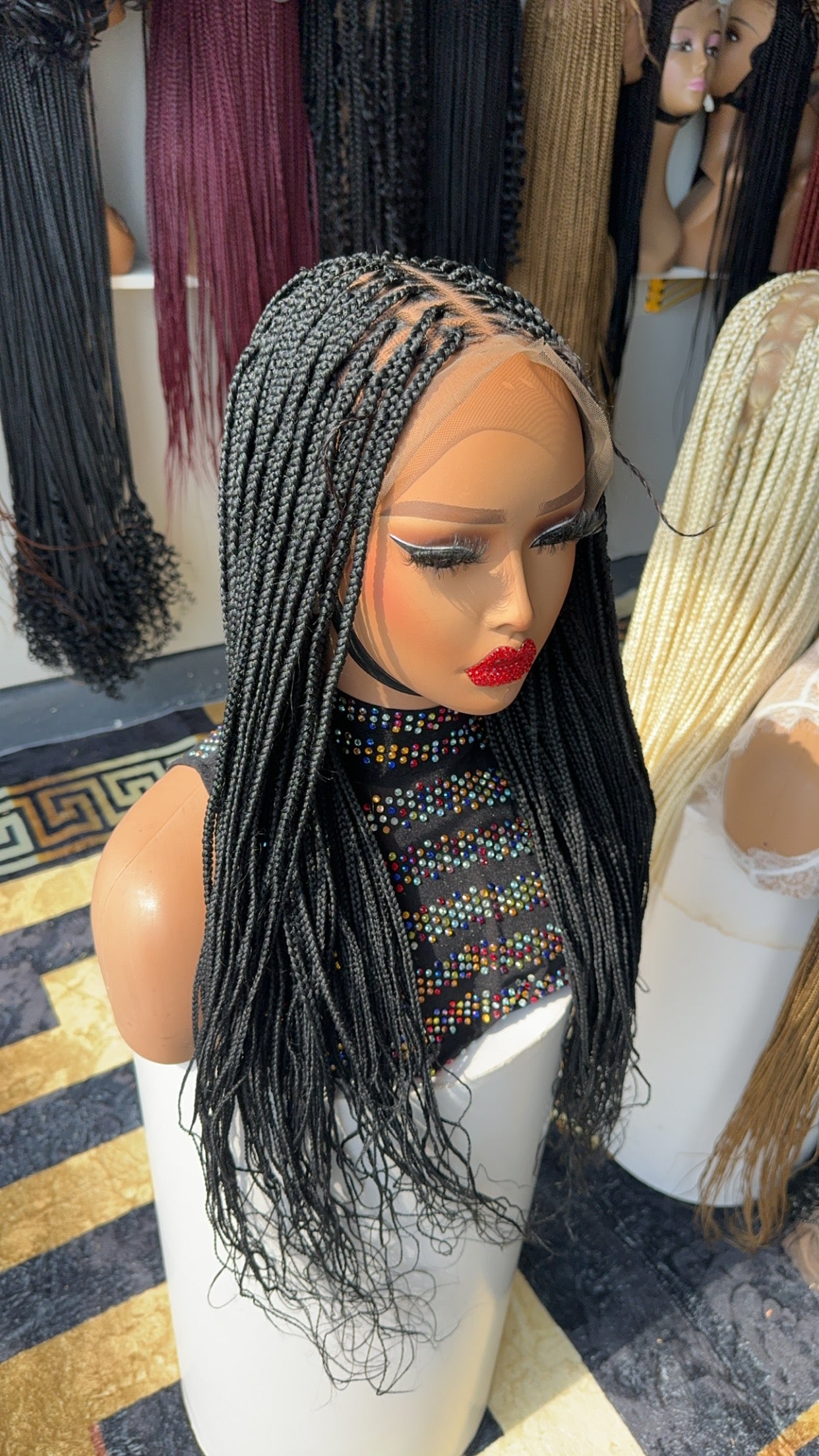 Frontal knotless braided wig  22 inches