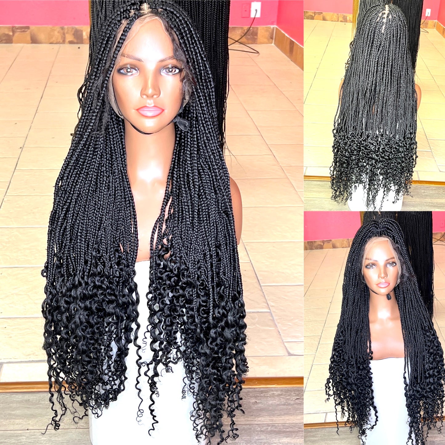 40 Inches Full Lace Front Knotless Box Braided Wigs With Baby Hair Super Long Synthetic Braids Wig For Black Women