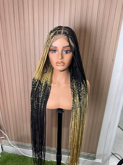 Black and blonde cross braids