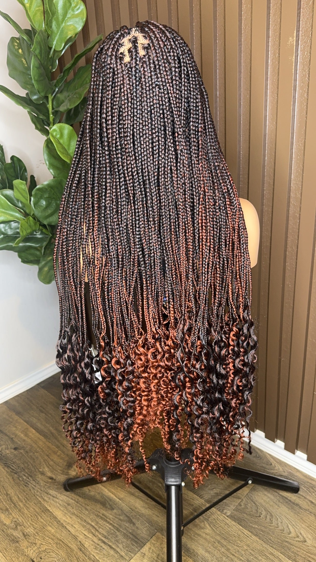 Omber curly tips braided wig