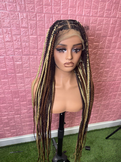 Chocolate mix knotless braided wig fullace clearance sales
