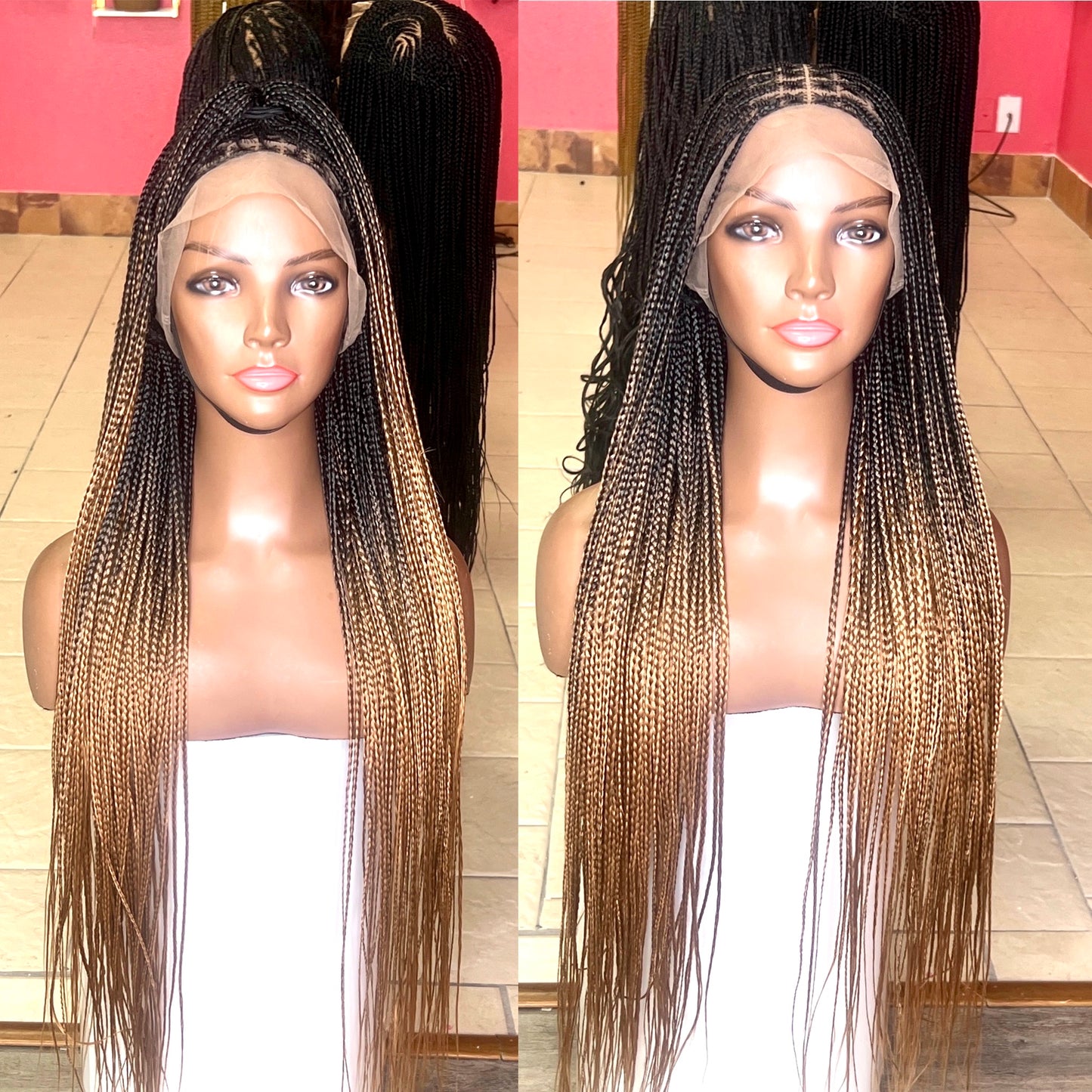 40 Inches Full Lace Front Knotless Box Braided Wigs With Baby Hair Super Long Synthetic Braids Wig For Black Women