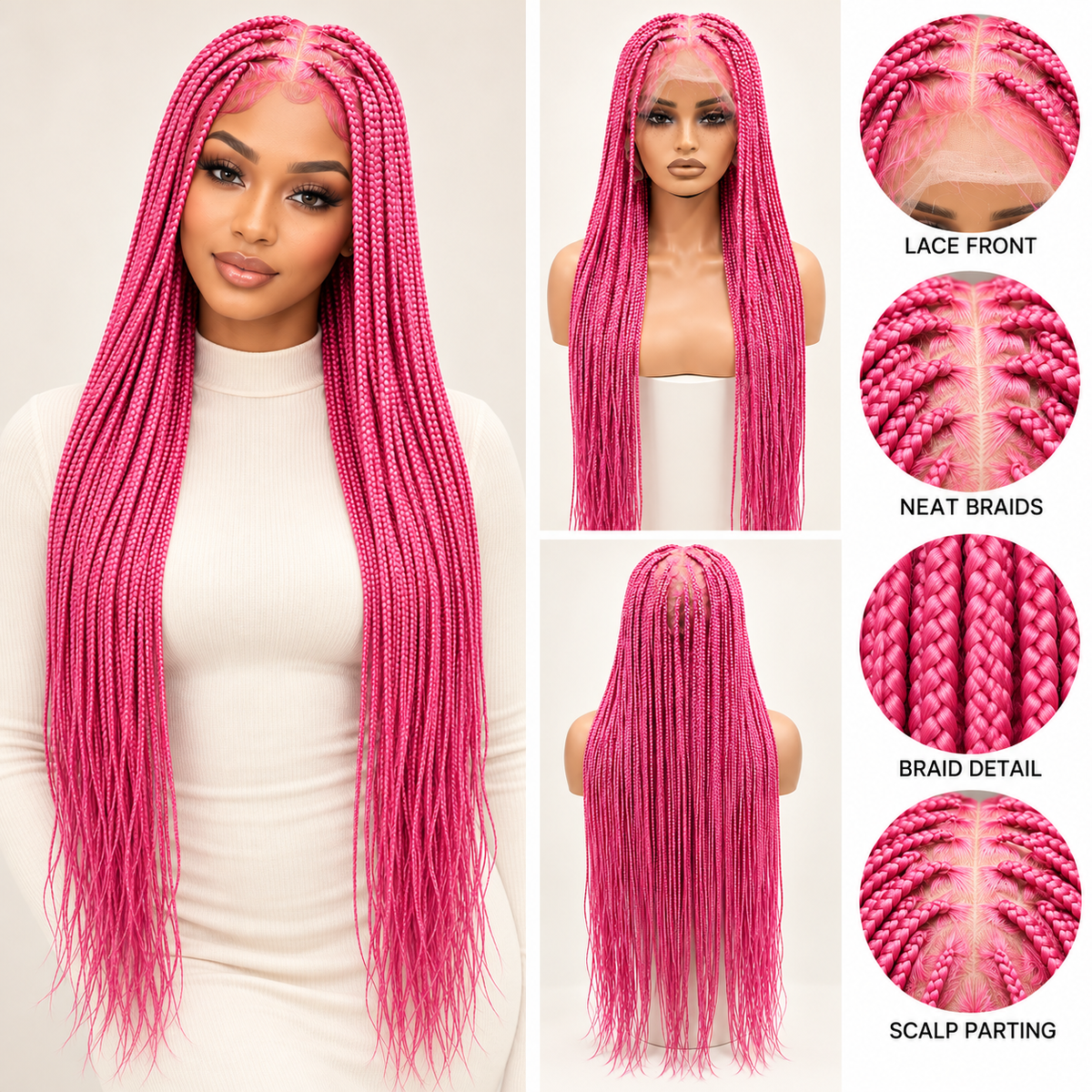 Pink knotless braided wig