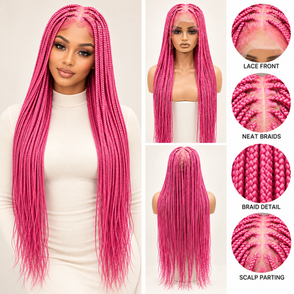 Pink knotless braided wig