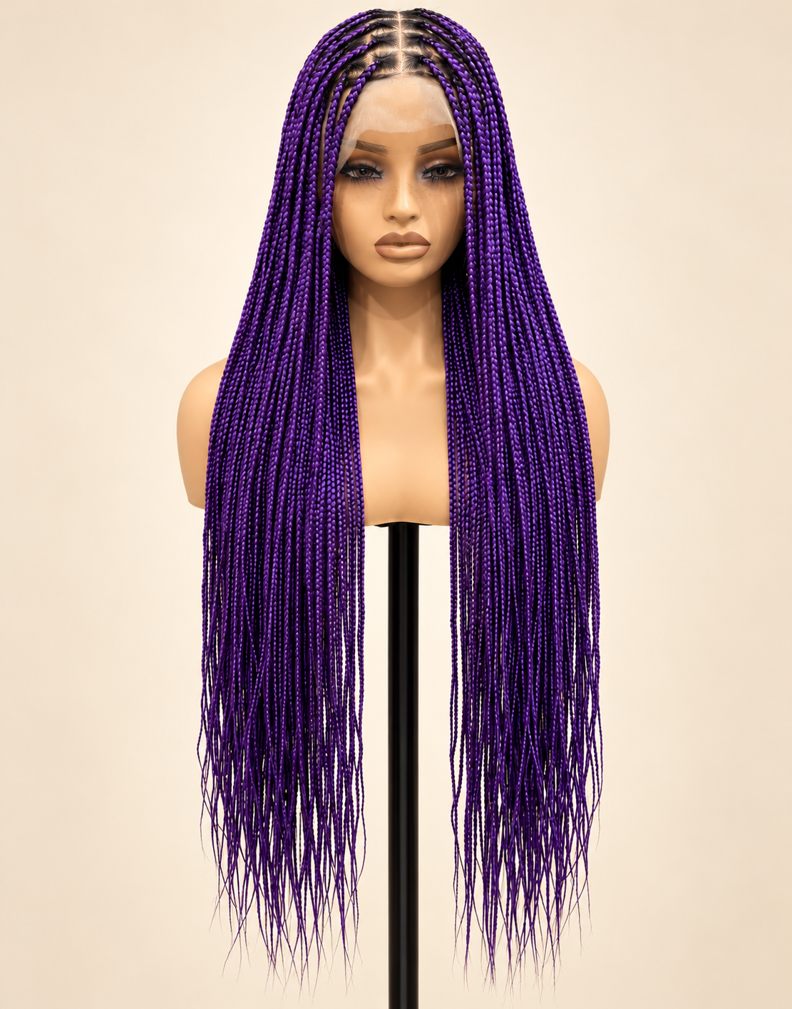 Purple knotless braided wig