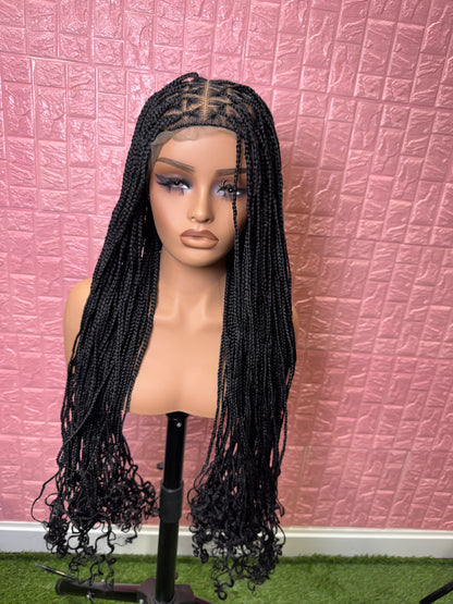 Black curl pics knotless braided wig clearnace sales