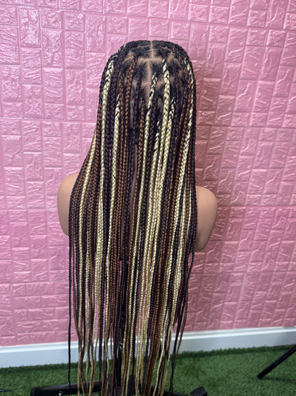 Chocolate mix knotless braided wig fullace clearance sales