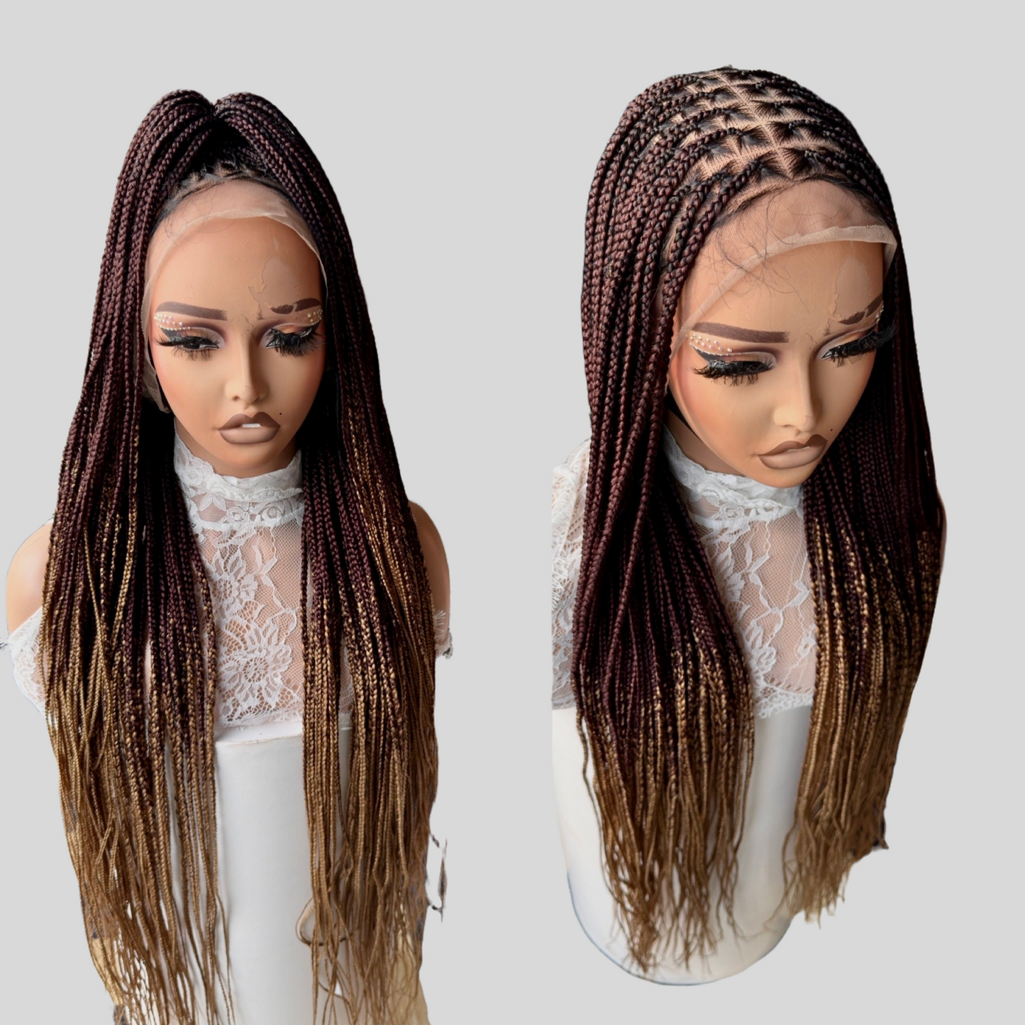 Black with brown tips 20inches knotless braids