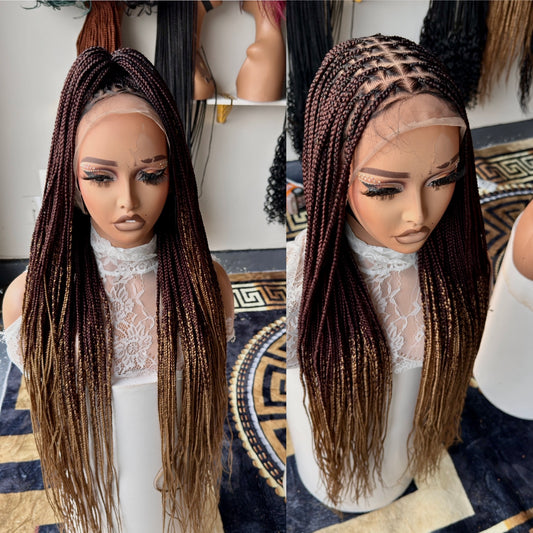 Black with brown tips 20inches knotless braids