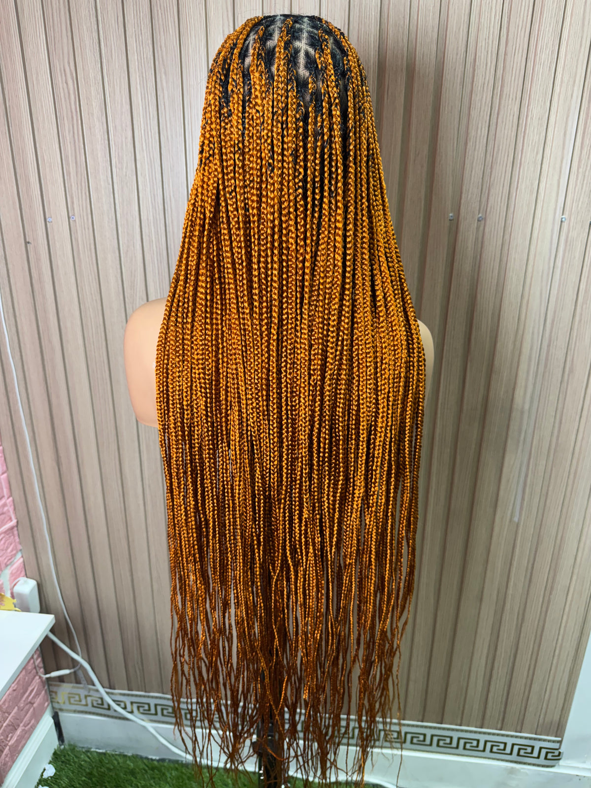Orange color knotless braided wig