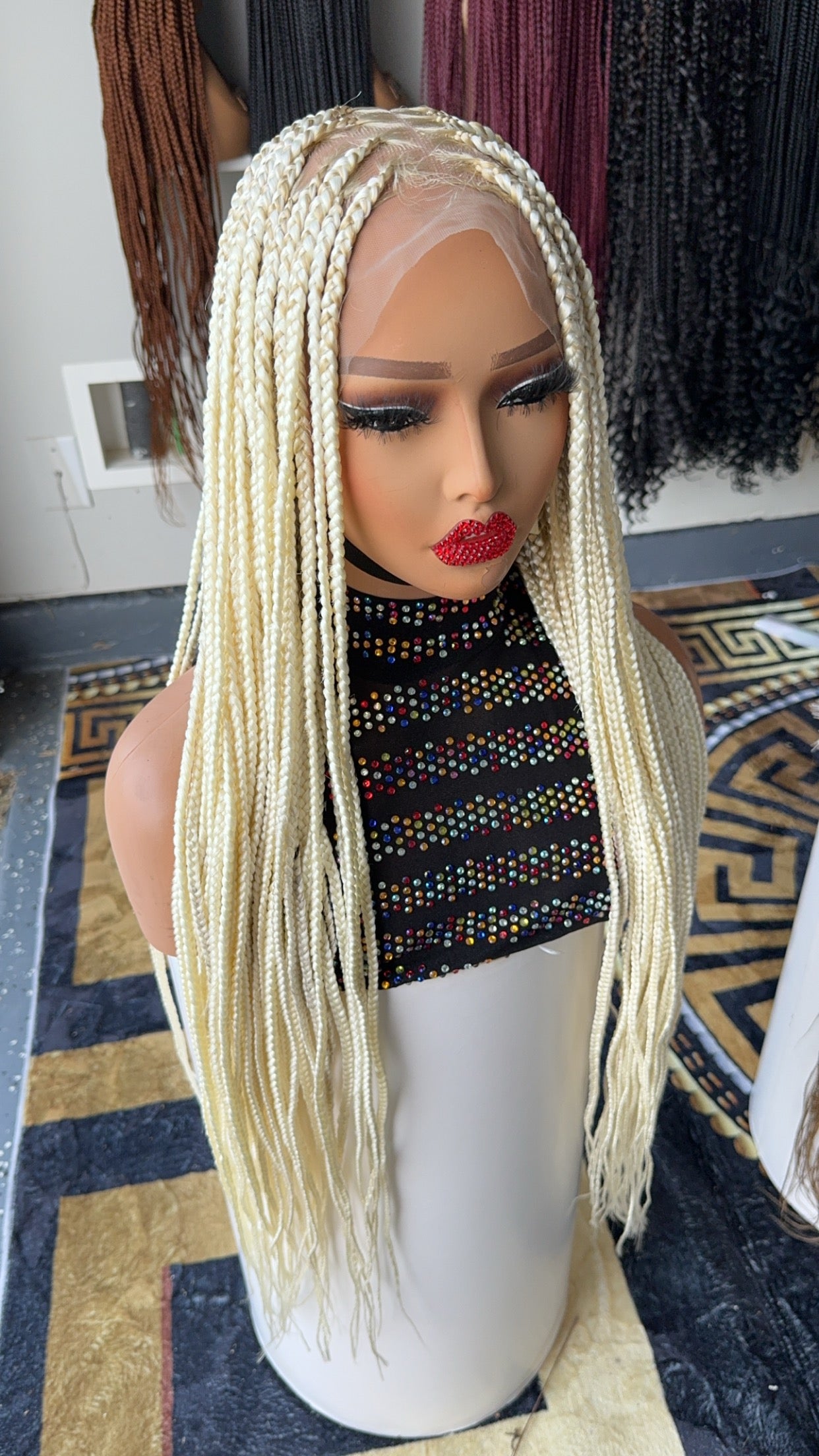 Platinum blonde braided wig