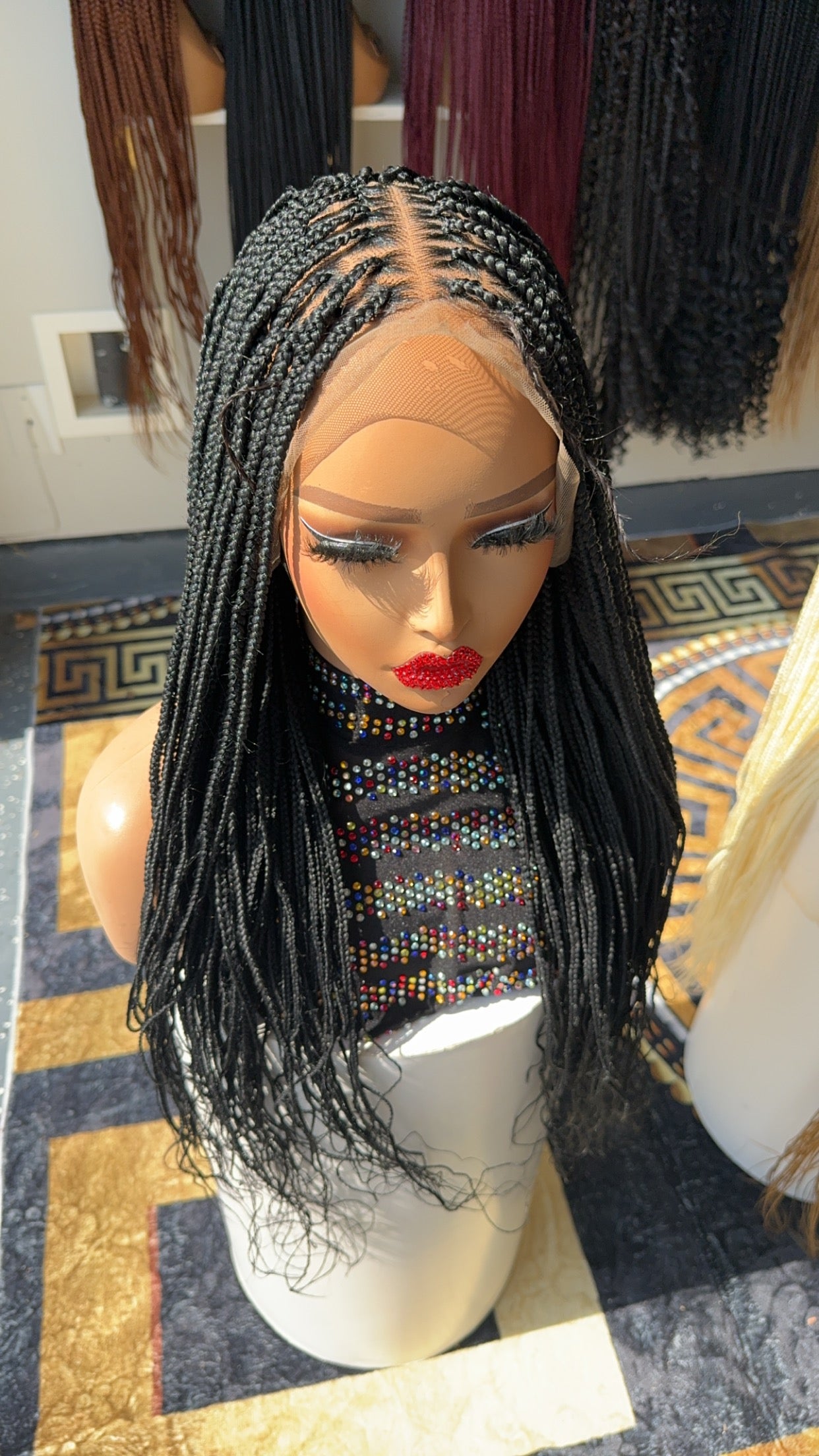 Frontal knotless braided wig  22 inches