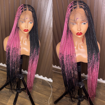 Cross braids dark pink
