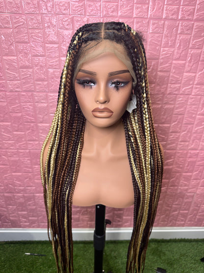 Chocolate mix knotless braided wig fullace clearance sales