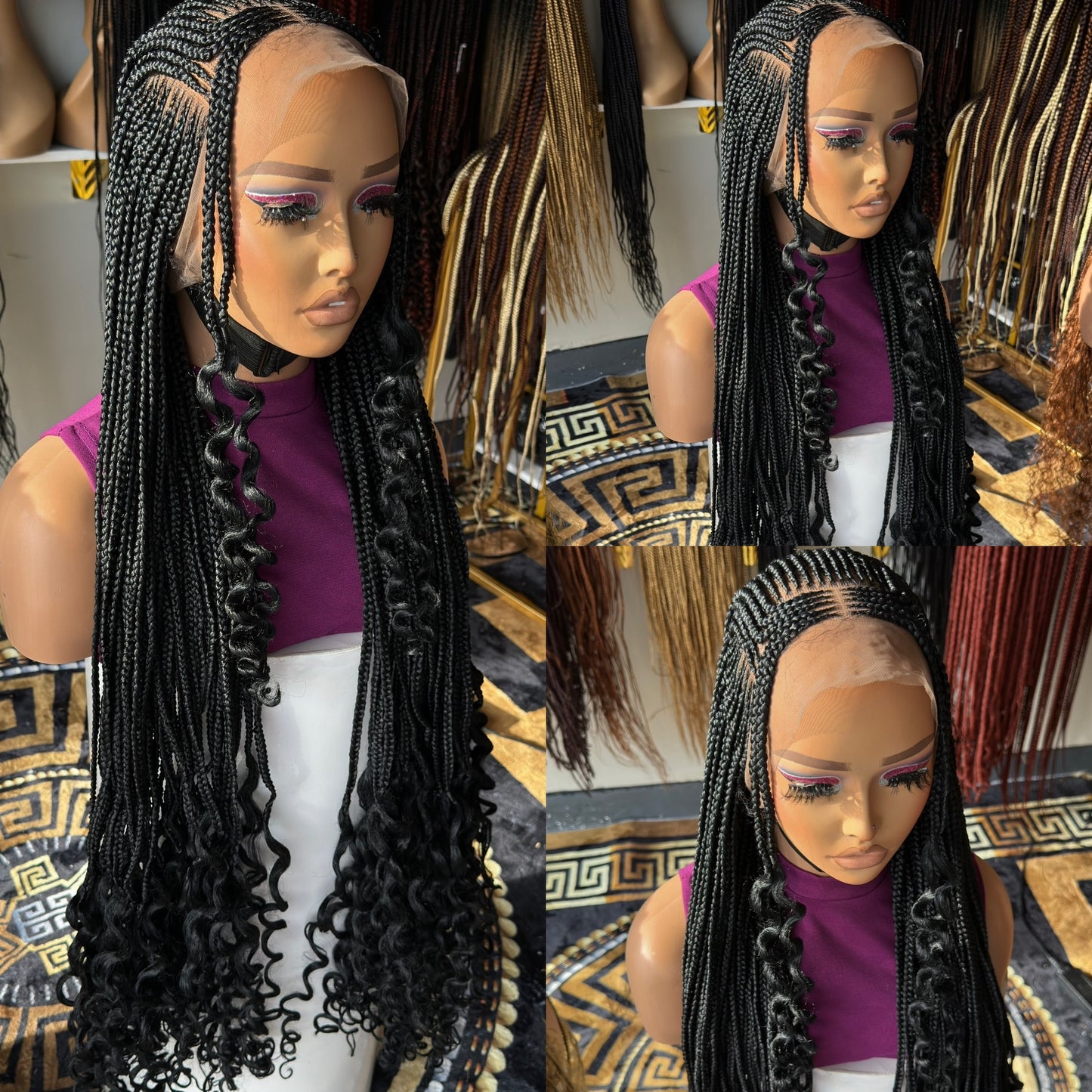 Fulani cornrows with curly tips